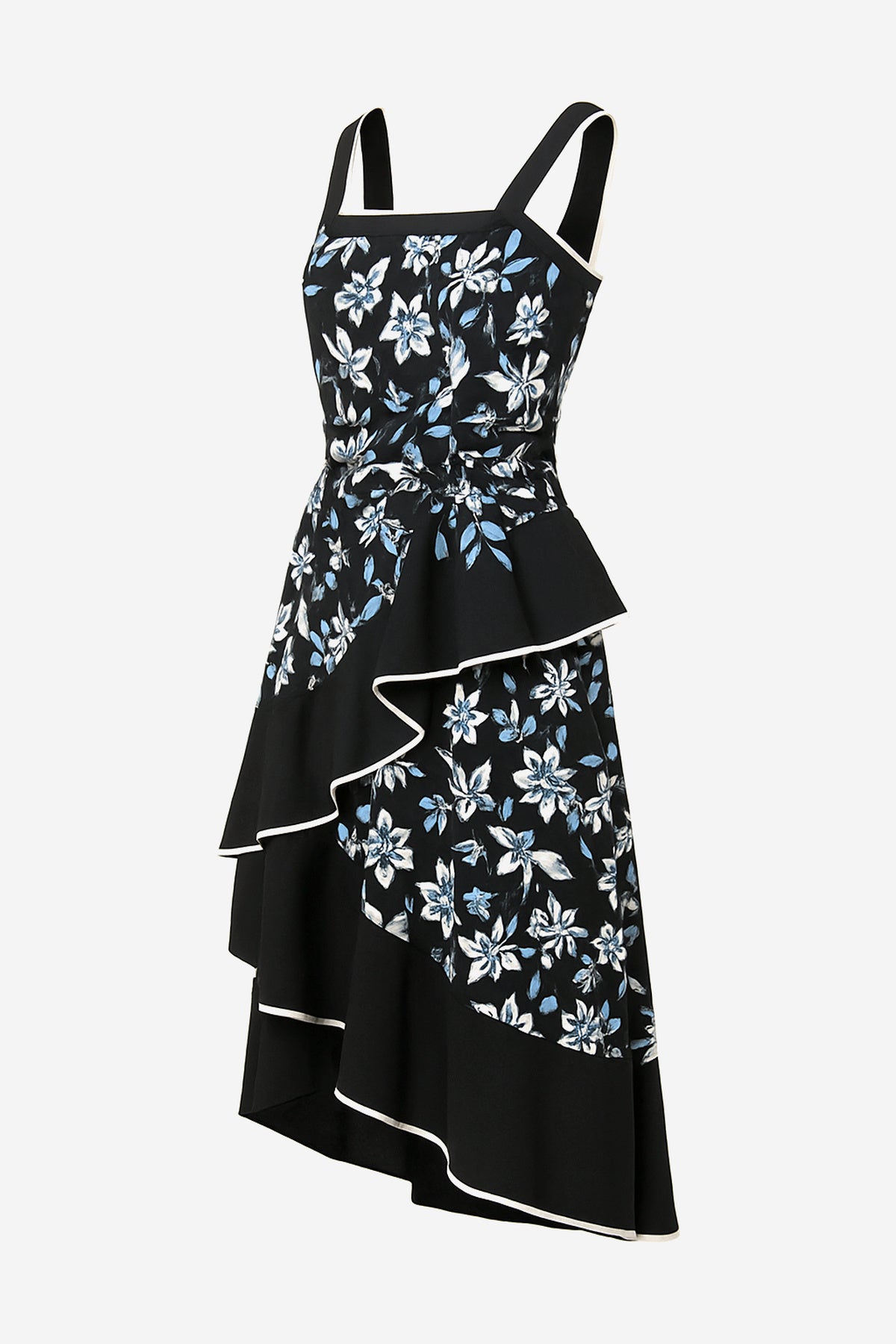 Melloday Square Neck Floral Midi Dress With Contrast Trim - Image 3
