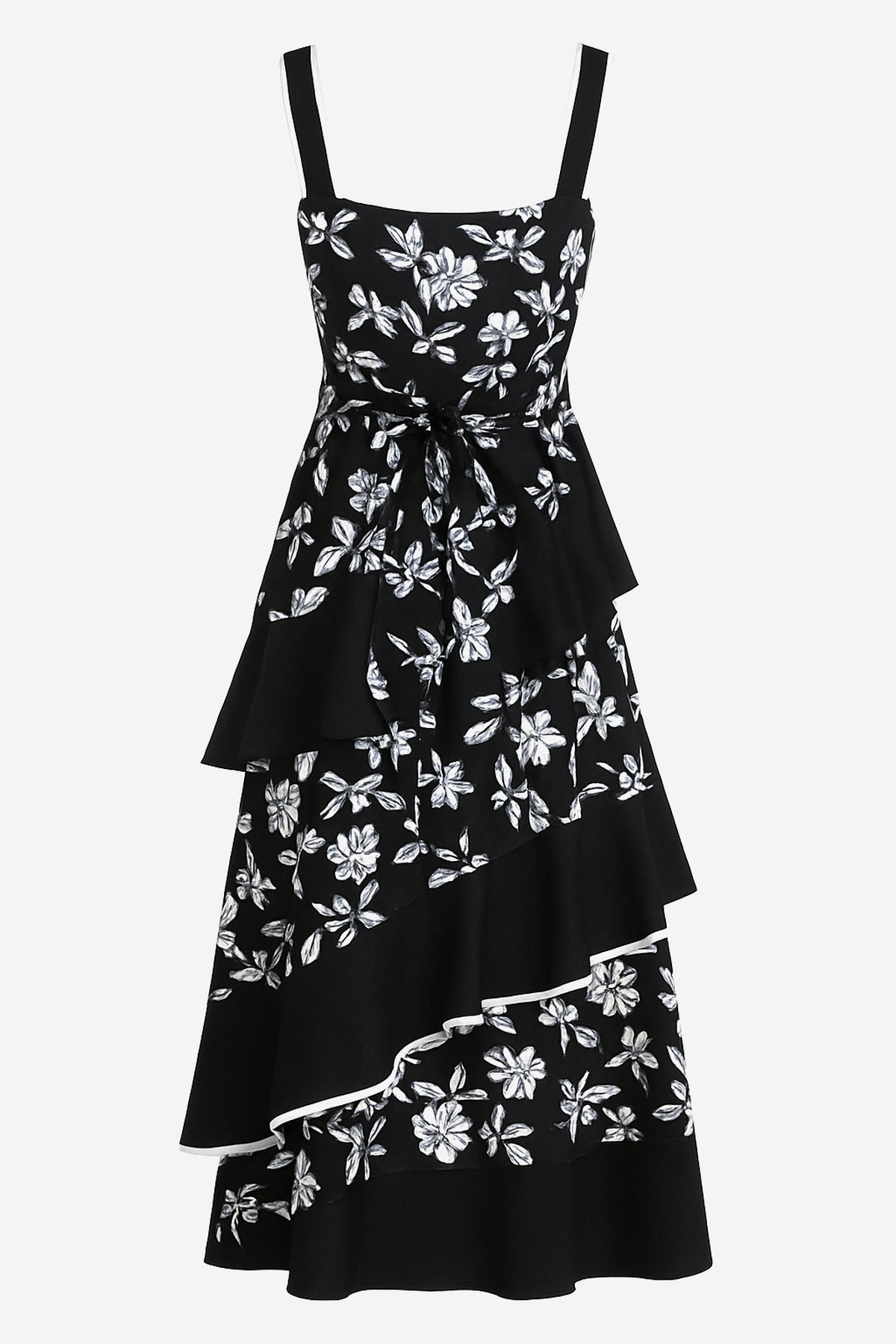 Melloday Square Neck Floral Midi Dress With Contrast Trim - Image 2