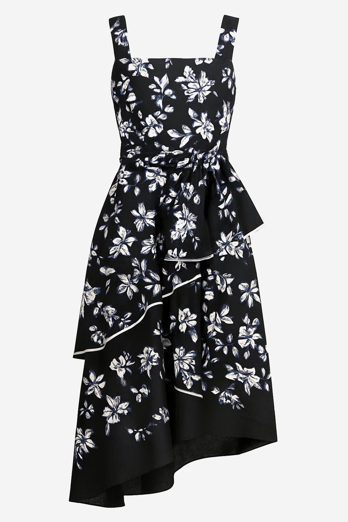 Melloday Square Neck Floral Midi Dress With Contrast Trim - Image 1