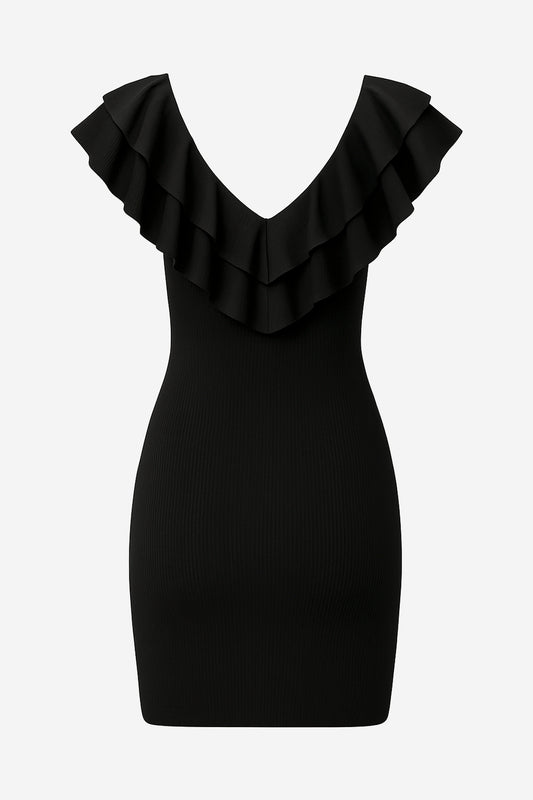 Zara Ribbed Mini Dress With Ruffle Detail - Image 2