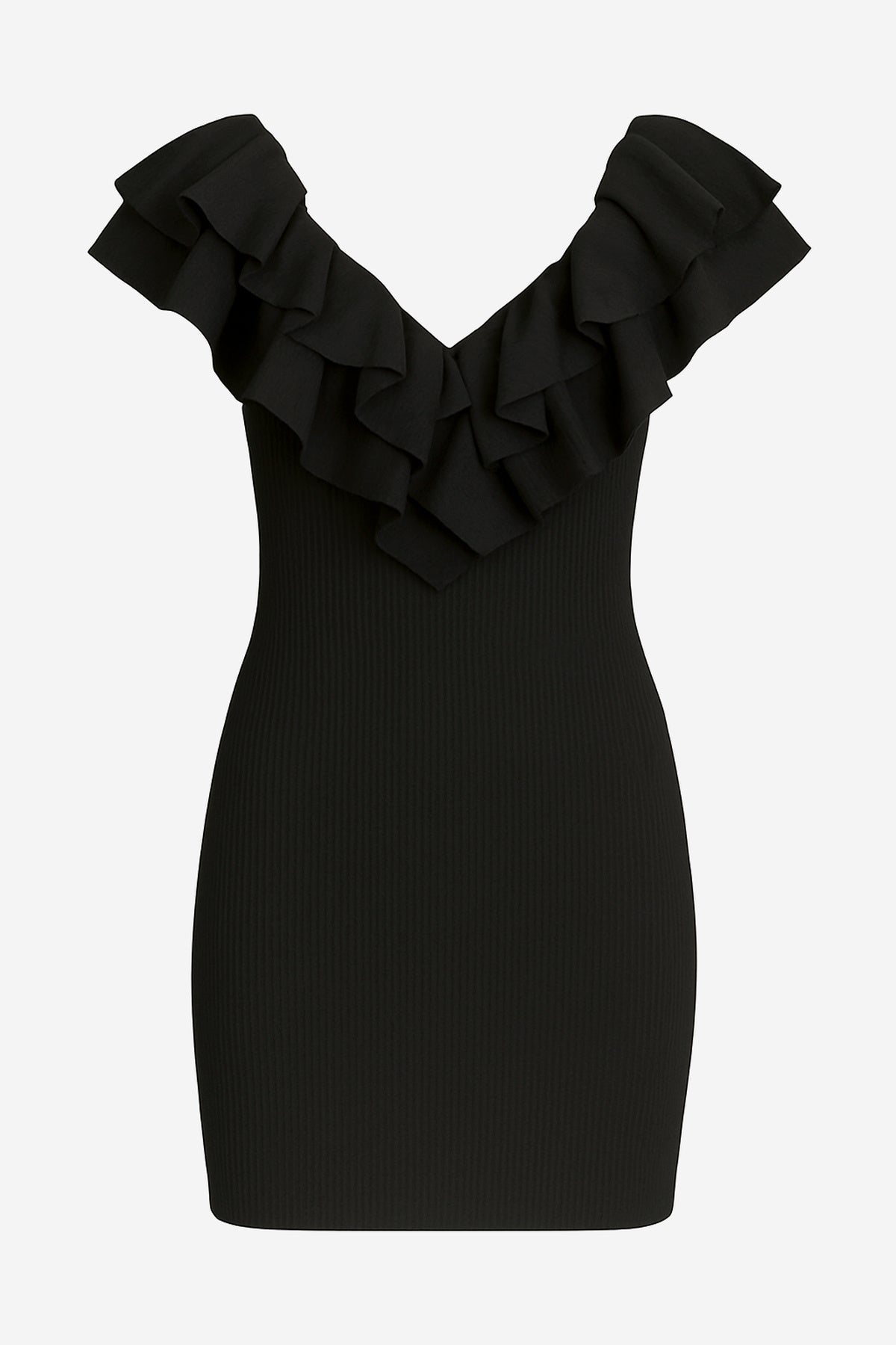 Zara Ribbed Mini Dress With Ruffle Detail - Image 1