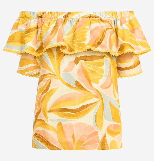 Lucky & Coco Printed Off The Shoulder Top