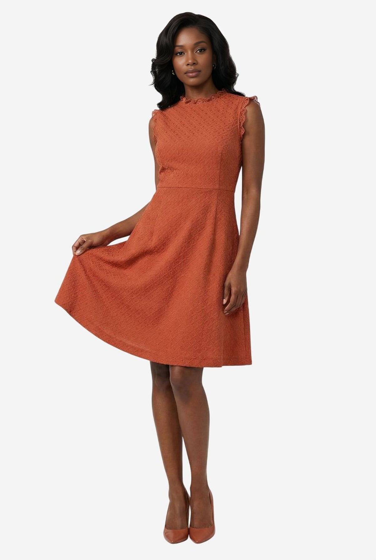 By Anthropologie Ruffle-Trim Textured Mini Dress - Image 1