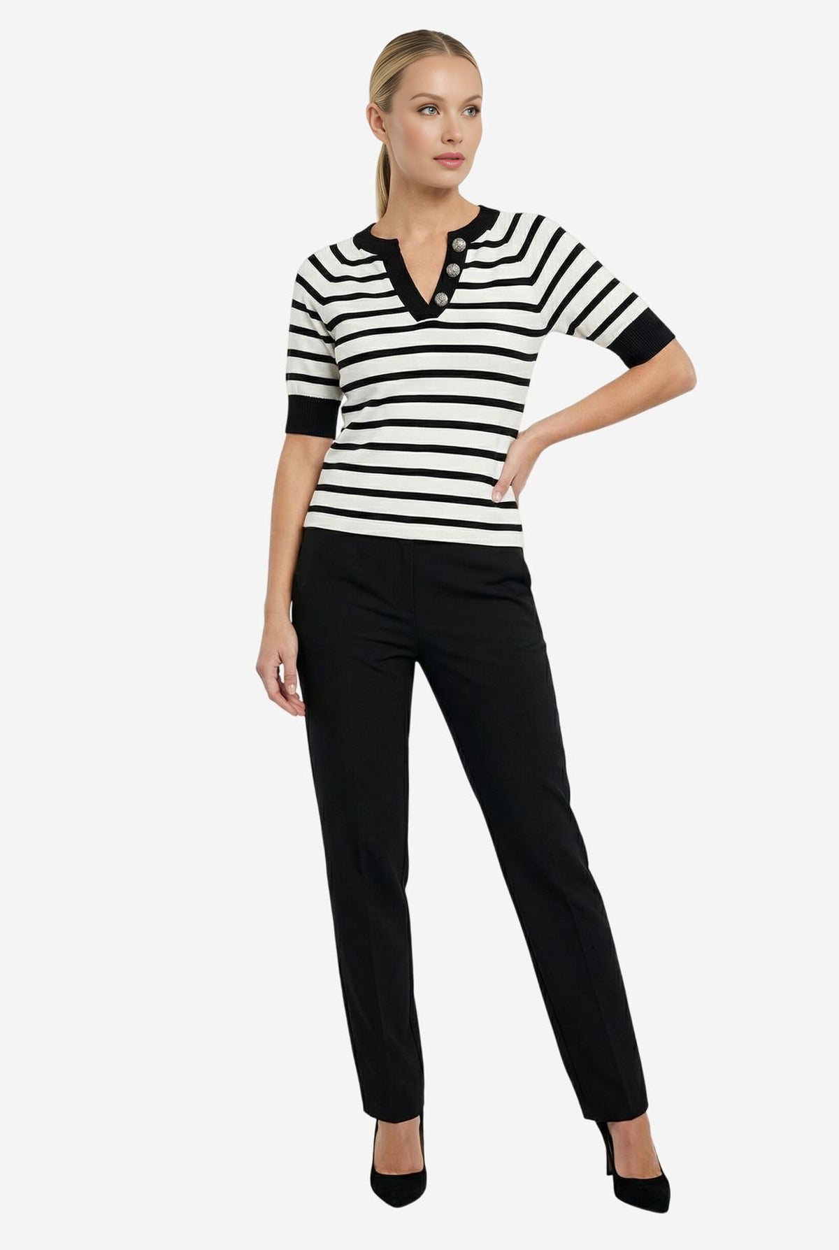 Maeve Half-Sleeve Henley Tee - Image 1