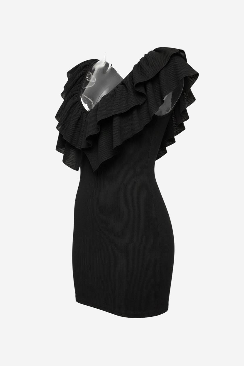 Zara Ribbed Mini Dress With Ruffle Detail - Image 5