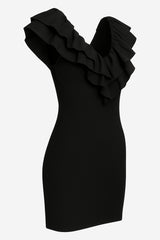 Zara Ribbed Mini Dress With Ruffle Detail - Thumbnail 3