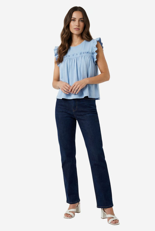 Maeve Sleeveless Ruffle Blouse