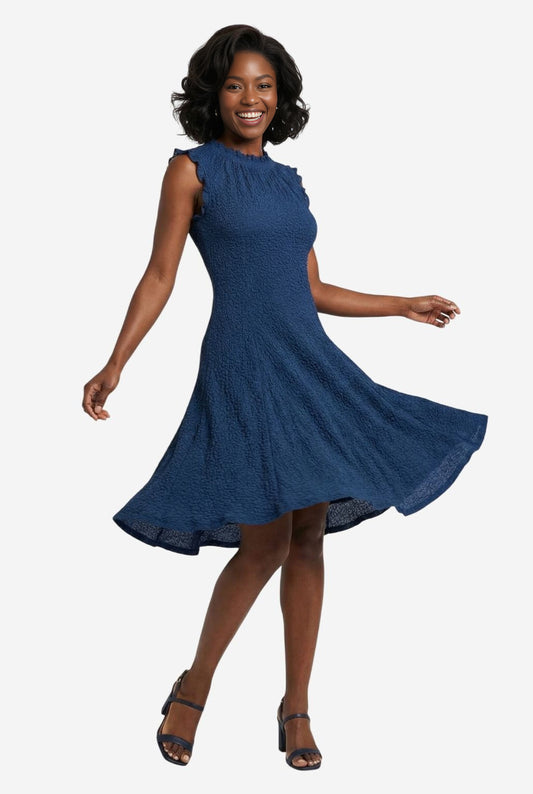 By Anthropologie Ruffle-Trim Textured Mini Dress