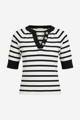 Maeve Half-Sleeve Henley Tee - Thumbnail 2
