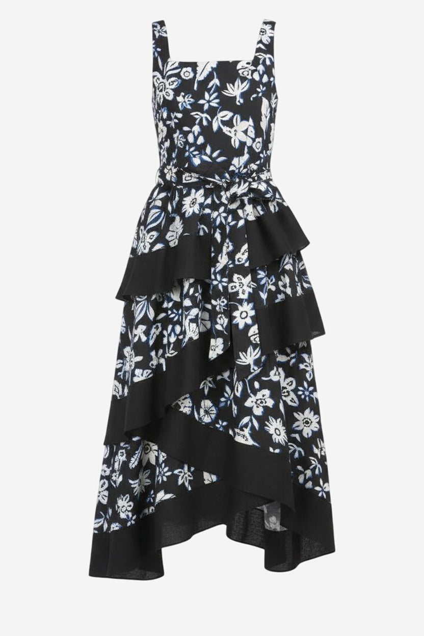 Melloday Square Neck Floral Midi Dress With Contrast Trim - Image 2