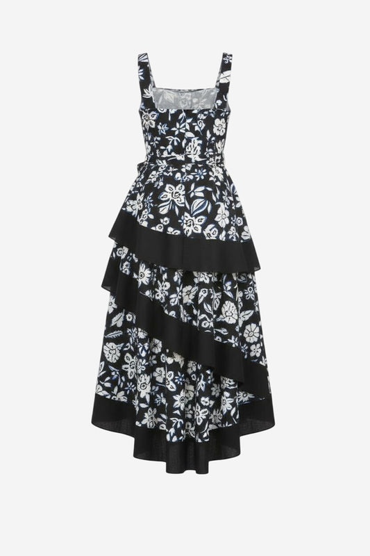 Melloday Square Neck Floral Midi Dress With Contrast Trim - Image 4