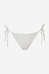 Jenner Tie Side Ruched White Anglaise Bikini Bottom - Thumbnail 2