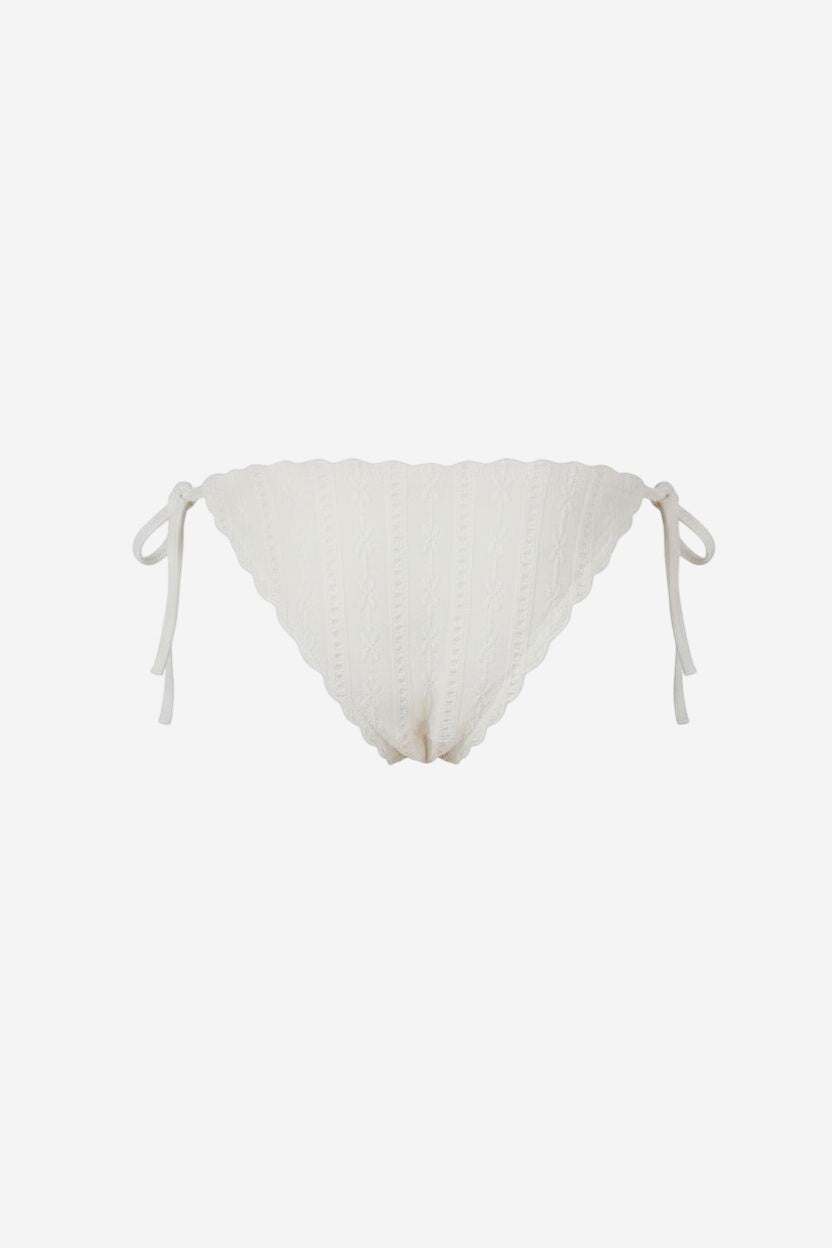 Jenner Tie Side Ruched White Anglaise Bikini Bottom - Image 4