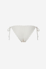 Jenner Tie Side Ruched White Anglaise Bikini Bottom - Thumbnail 4