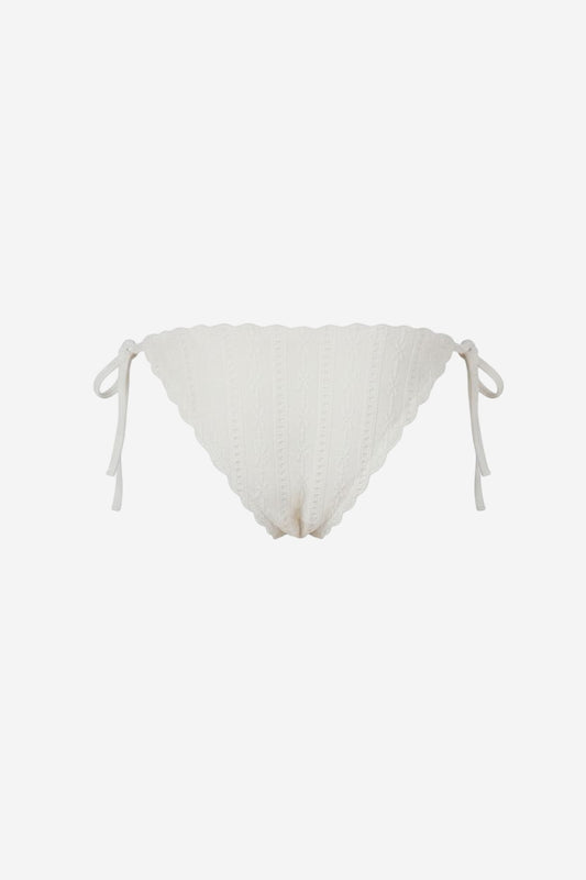 Jenner Tie Side Ruched White Anglaise Bikini Bottom - Image 4