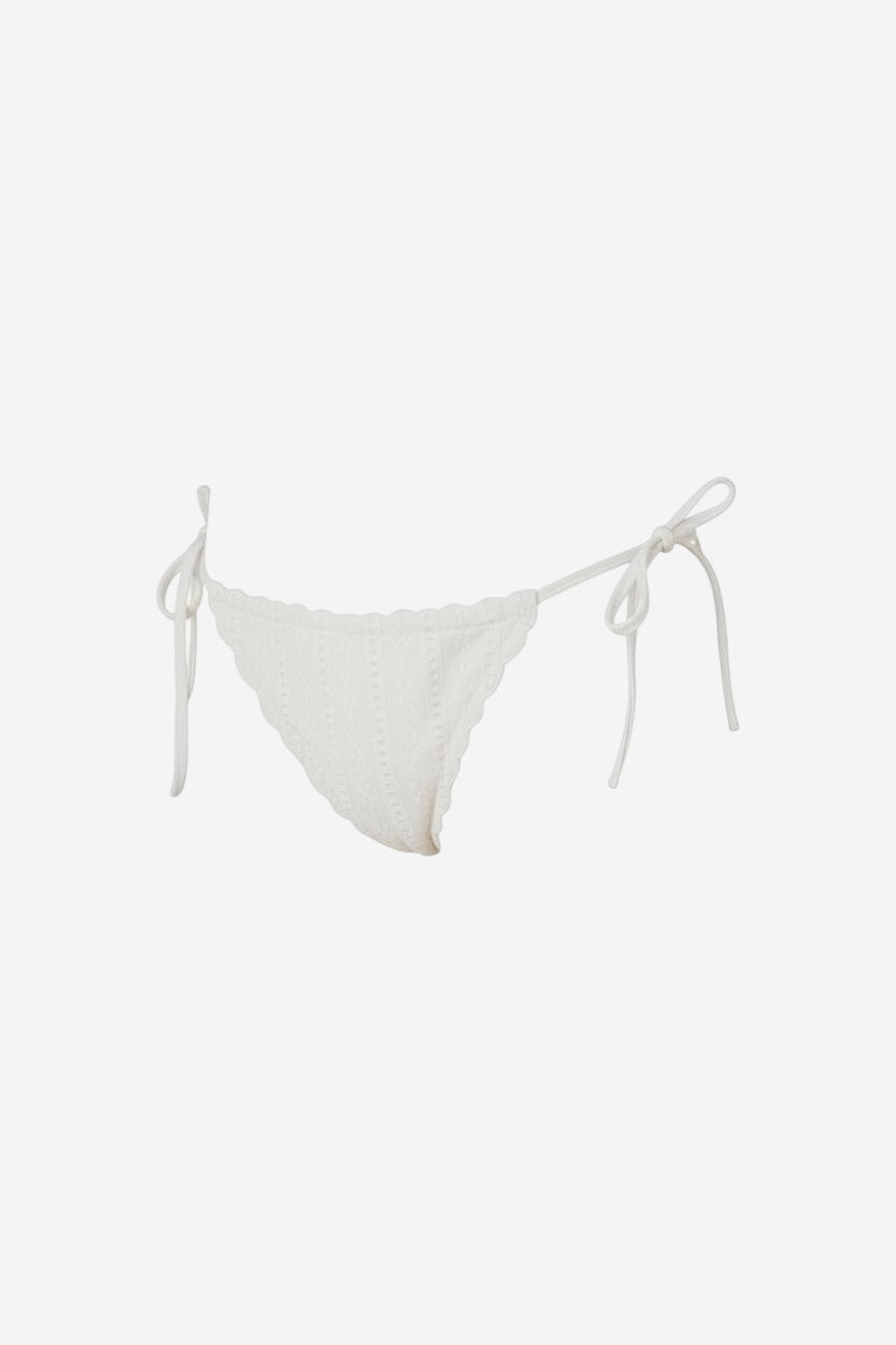 Jenner Tie Side Ruched White Anglaise Bikini Bottom - Image 5
