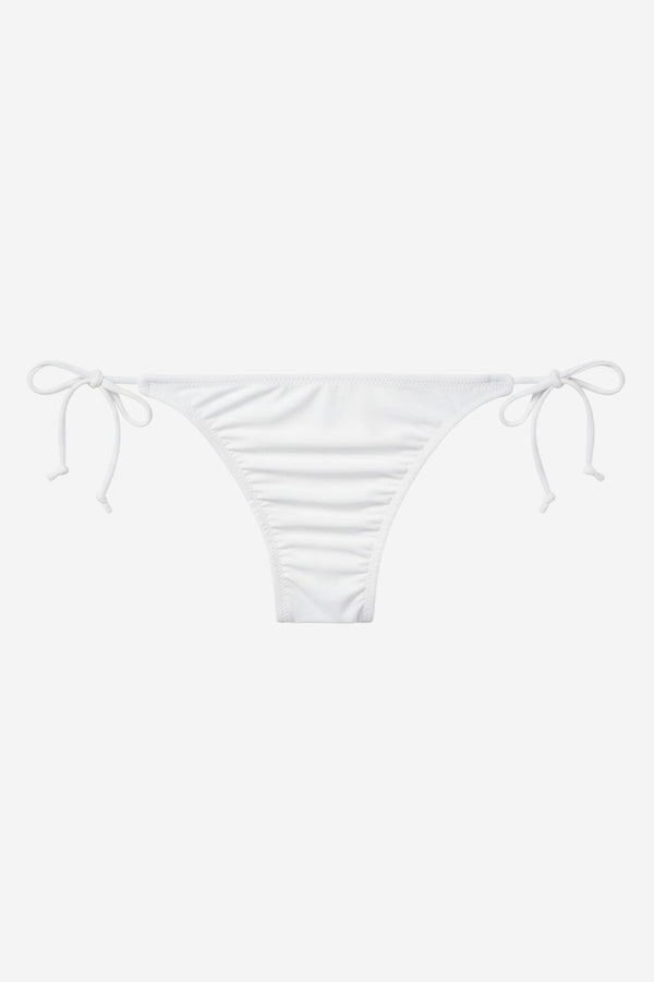 Selbie String Ruched Bikini Bottom White - alternate