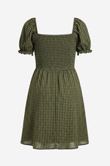 Socialite Puff Sleeve Smocked Mini Dress - Thumbnail 4