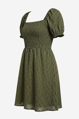 Socialite Puff Sleeve Smocked Mini Dress - Thumbnail 5