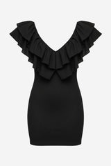 Zara Ribbed Mini Dress With Ruffle Detail - Thumbnail 2