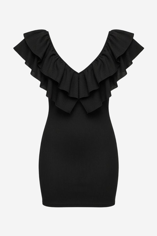 Zara Ribbed Mini Dress With Ruffle Detail - Image 2