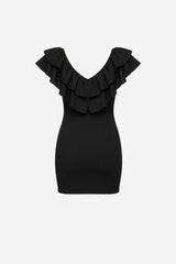 Zara Ribbed Mini Dress With Ruffle Detail - Thumbnail 4